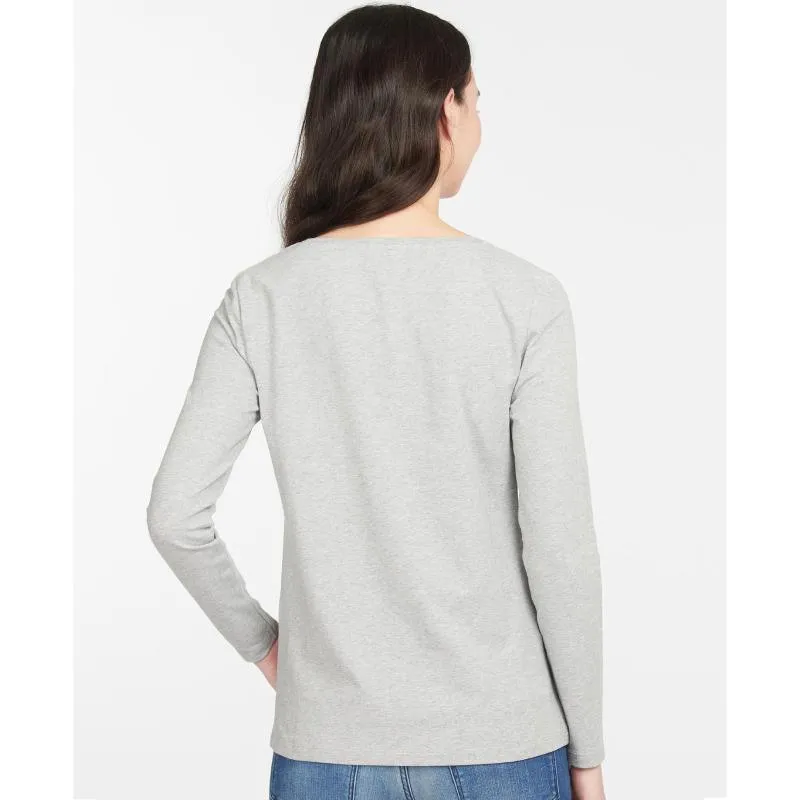 Barbour Fareham Ladies Long Sleeve T-Shirt - Light Grey Marl