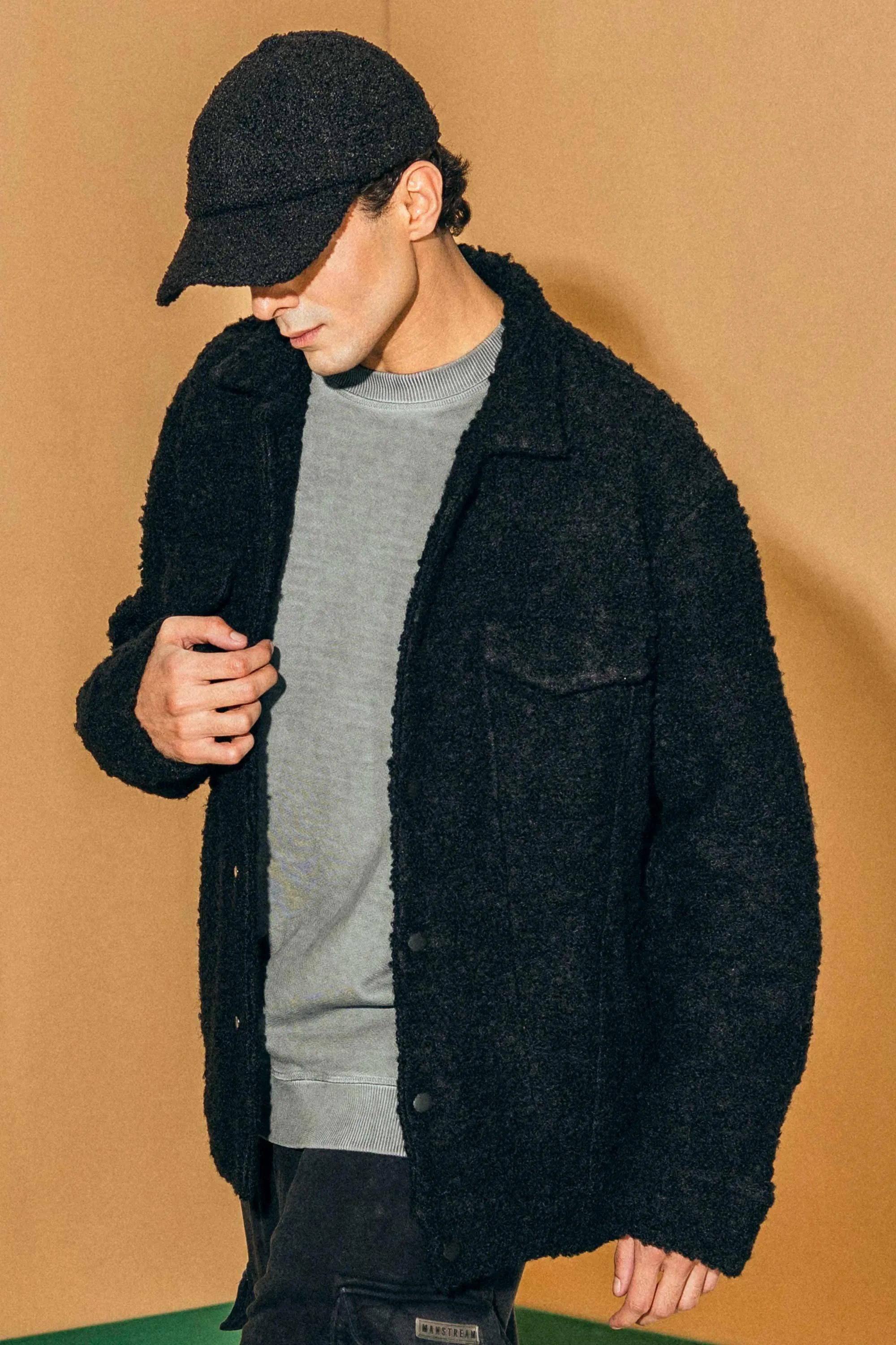 Black Sherpa Wool Trucker Jacket