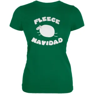 Christmas Fleece Navidad Kelly Green Juniors Soft T-Shirt