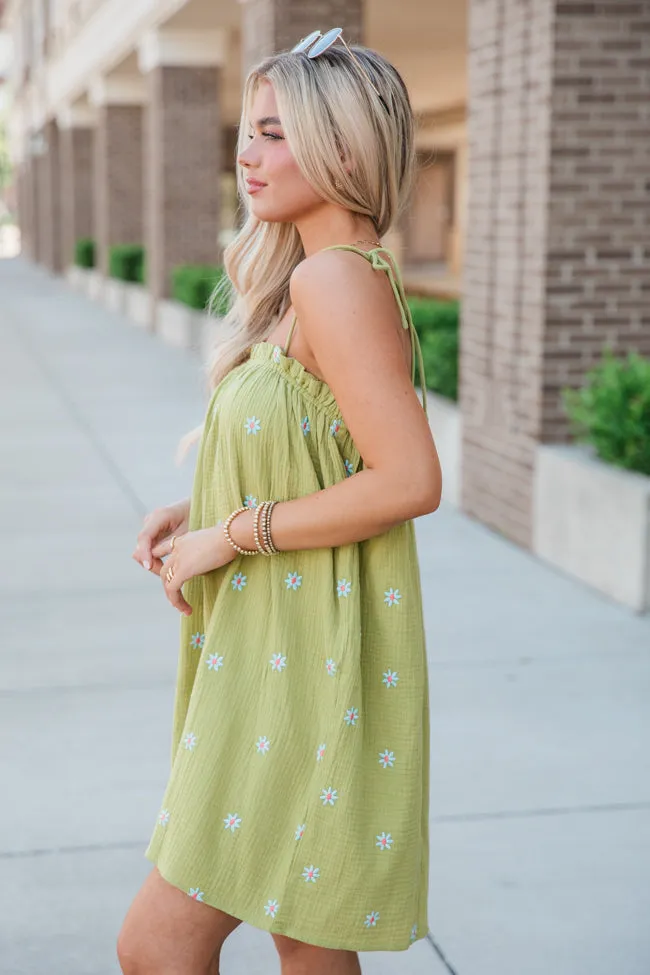 Dance With Me Green Tie Shoulder Floral Mini Dress FINAL SALE