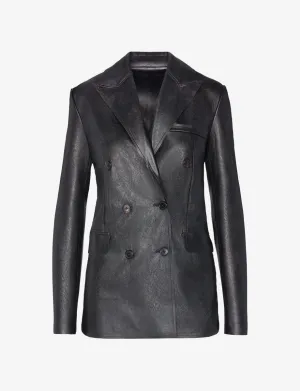 Faux Leather Double-Breasted Jacket