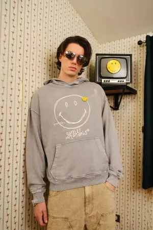 Grey Faded Smiley Originals Hoodie