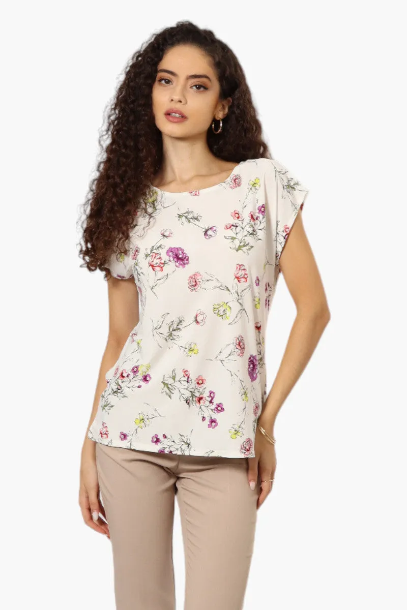 Impress Floral Cap Sleeve Tee - White