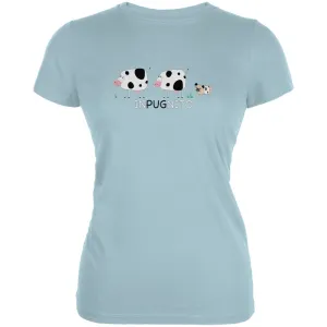 INPUGNITO Cow Light Aqua Juniors Soft T-Shirt