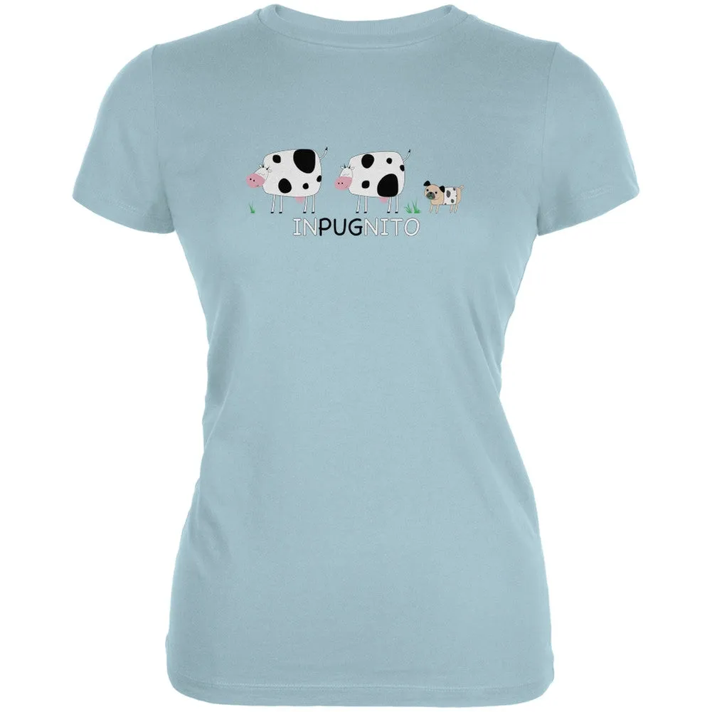 INPUGNITO Cow Light Aqua Juniors Soft T-Shirt