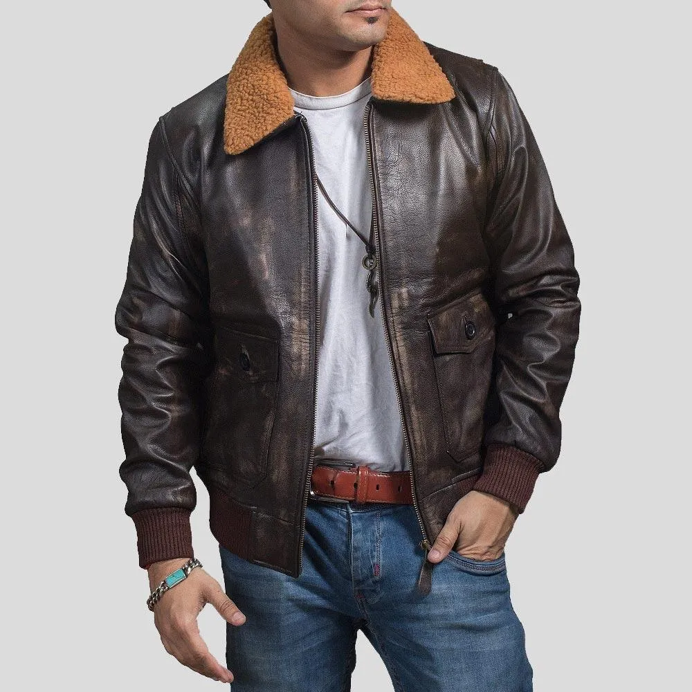 Kane Brown Bomber Leather Jacket for Men