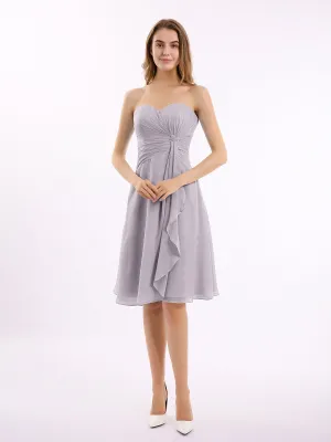 Knee Length Chiffon Dress with Sweetheart Neck-Dusk Plus Size