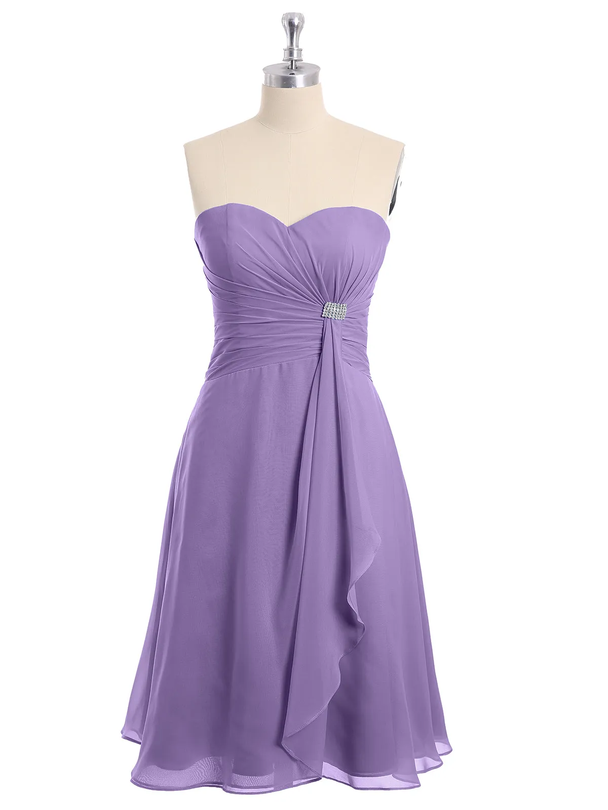 Knee Length Chiffon Dress with Sweetheart Neck-Tahiti