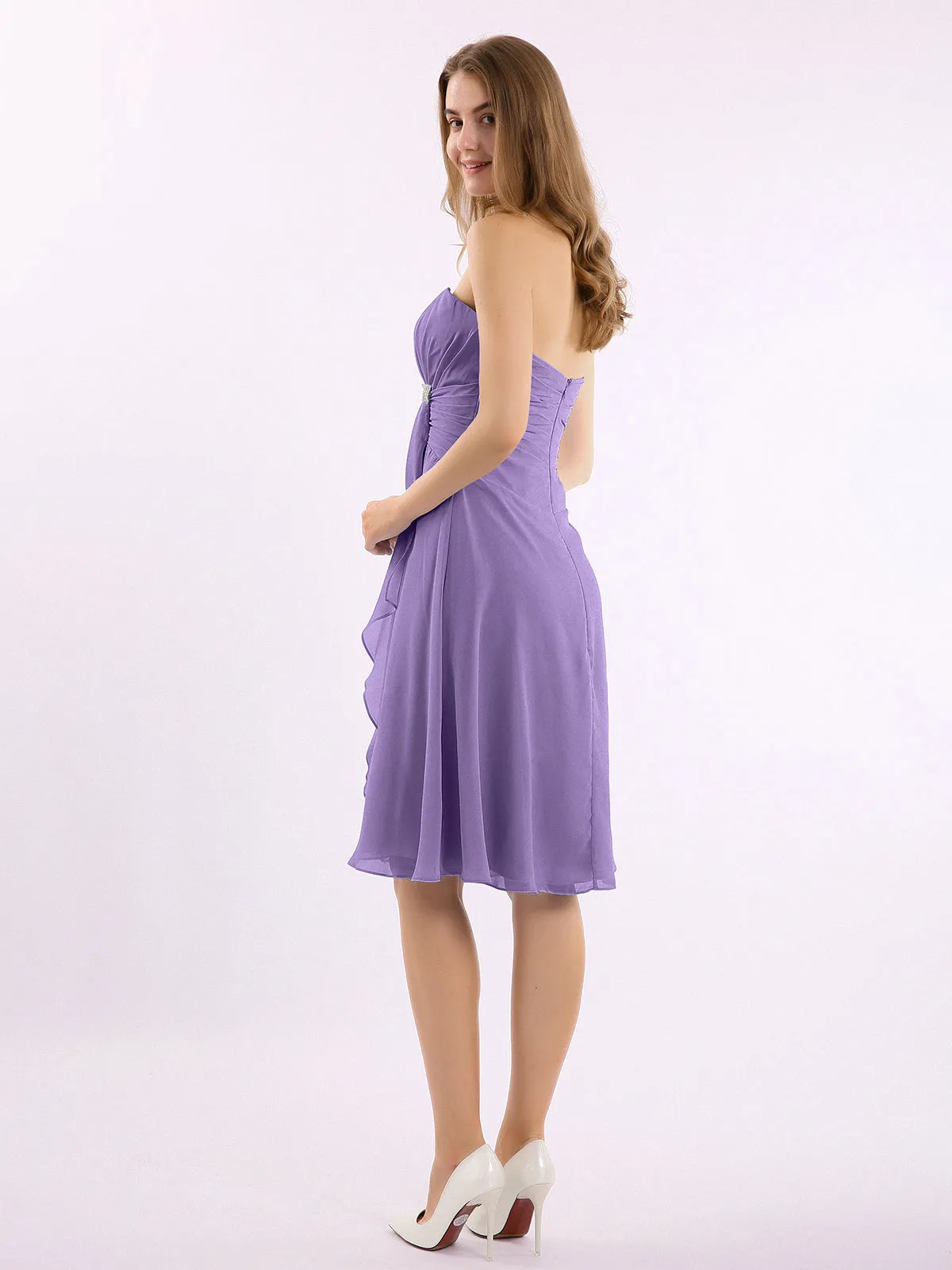 Knee Length Chiffon Dress with Sweetheart Neck-Tahiti