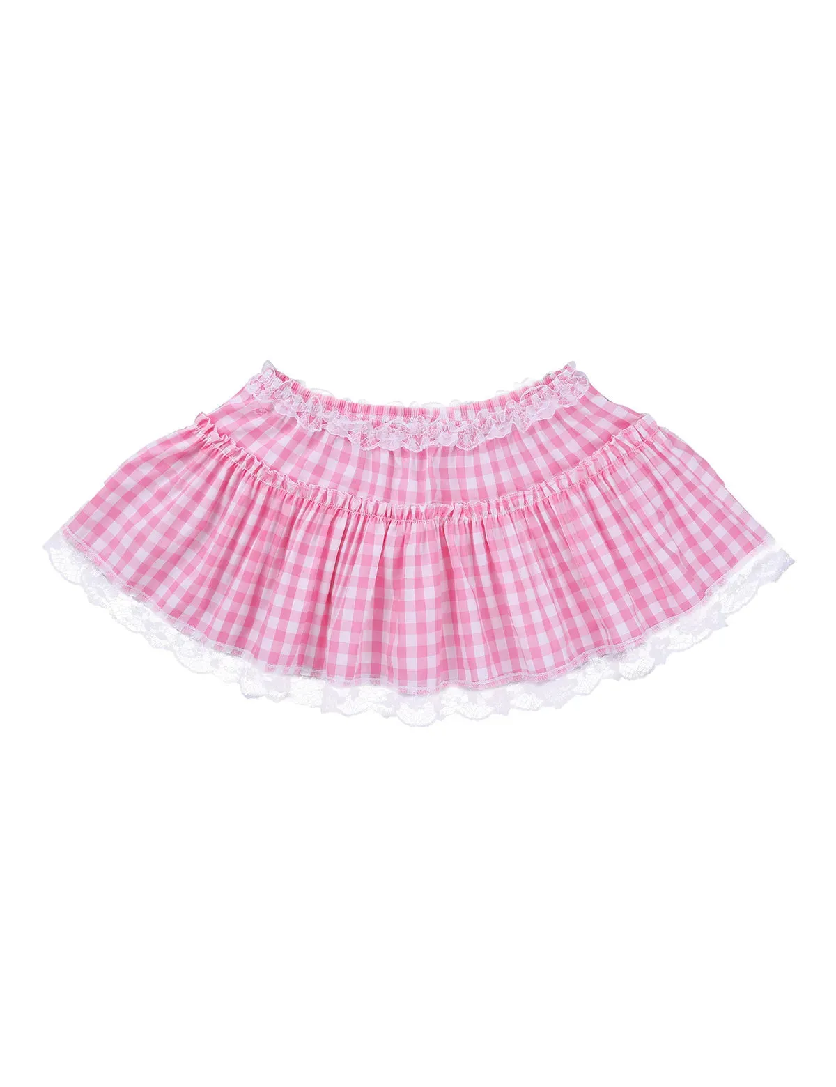 Lace   Gingham Micro Skirt