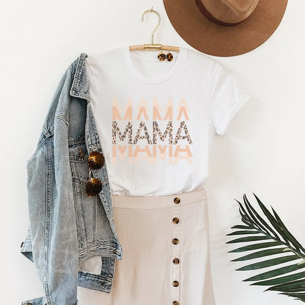 Mama Leopard Layered Graphic T-Shirt - ML141