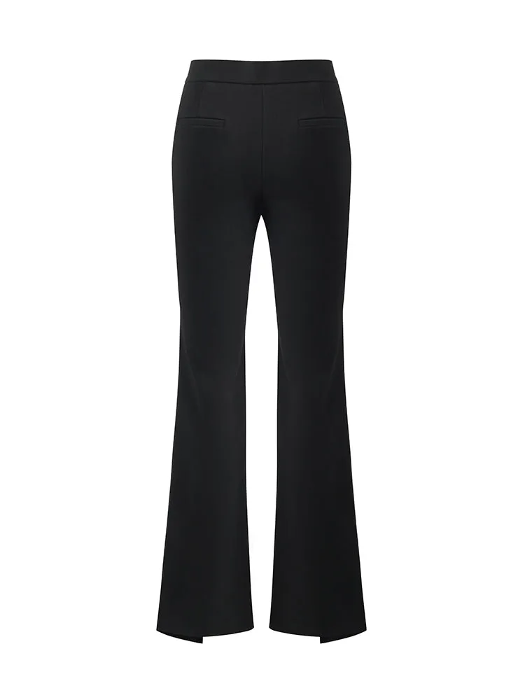 Mid-Rise Slit Micro-Flared Women Pants