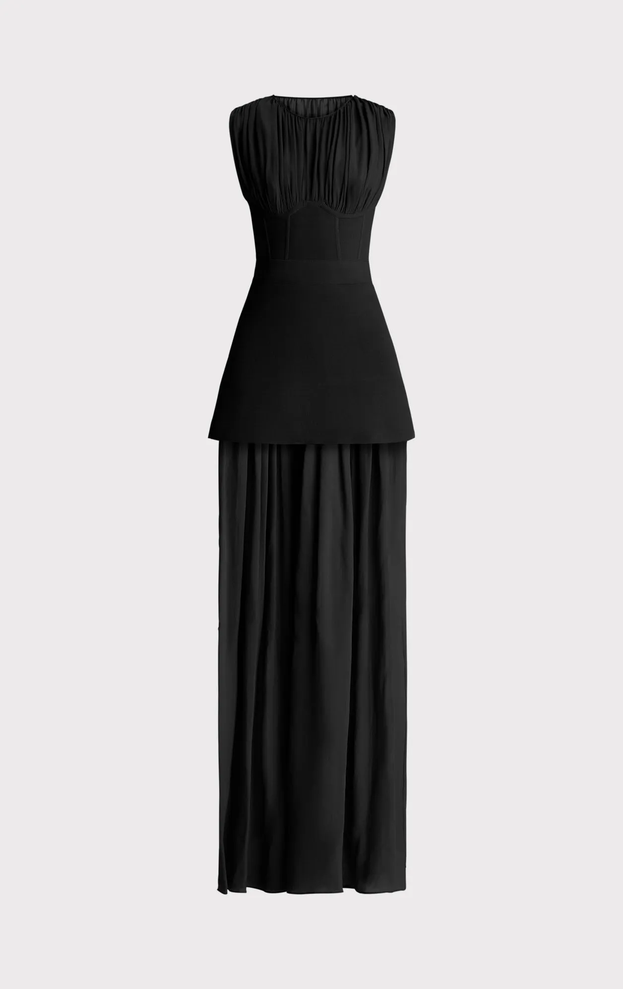 MILANO CORSET GOWN W/ SILK RUCHED CHIFFON