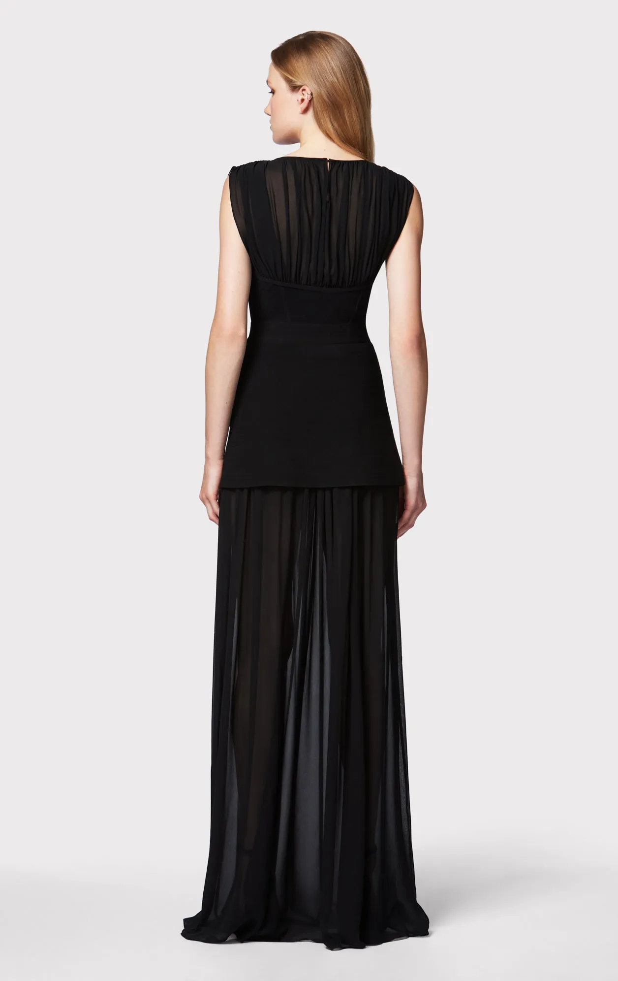 MILANO CORSET GOWN W/ SILK RUCHED CHIFFON