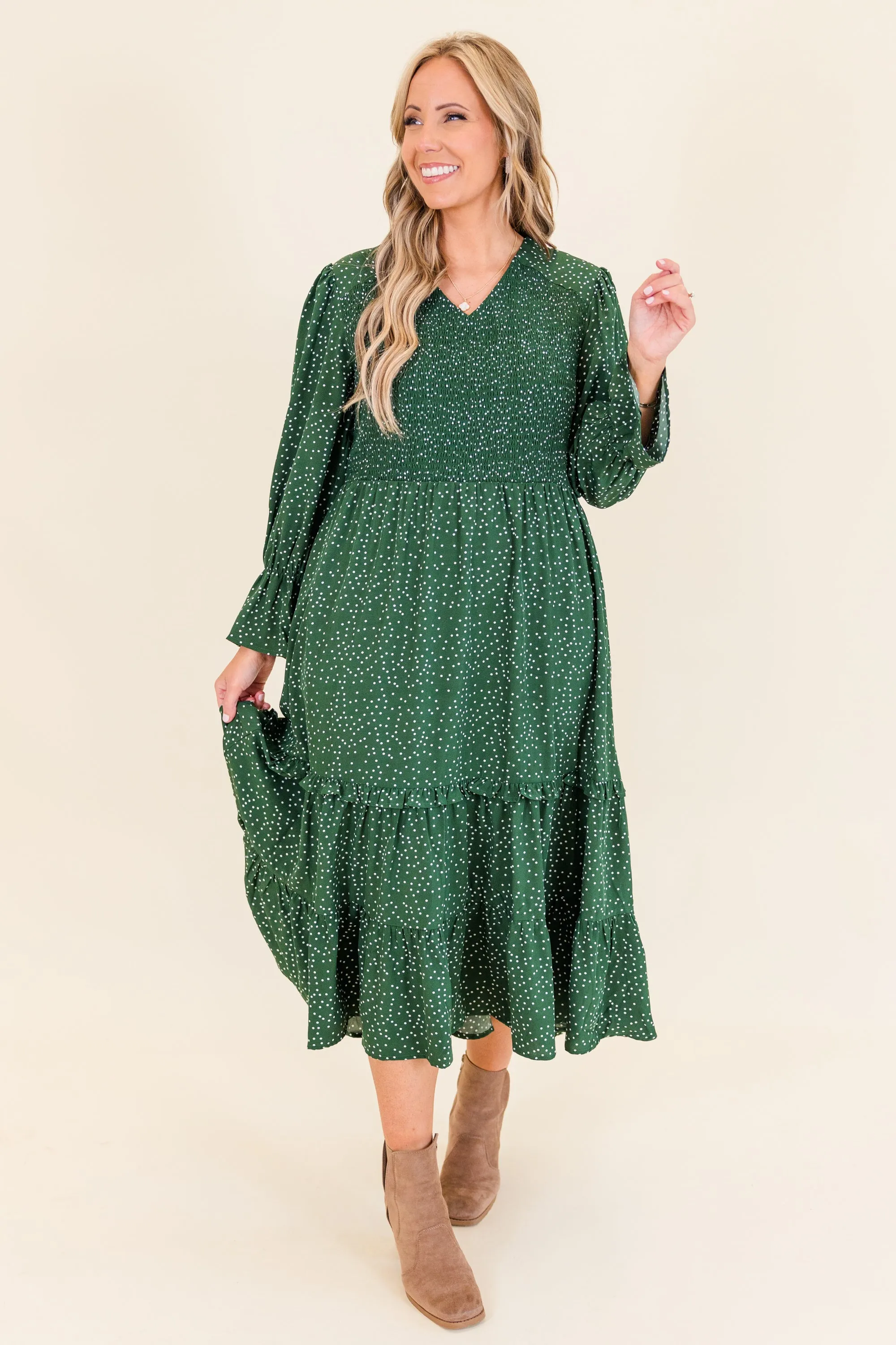 Montana Mornings Dress, Hunter Green