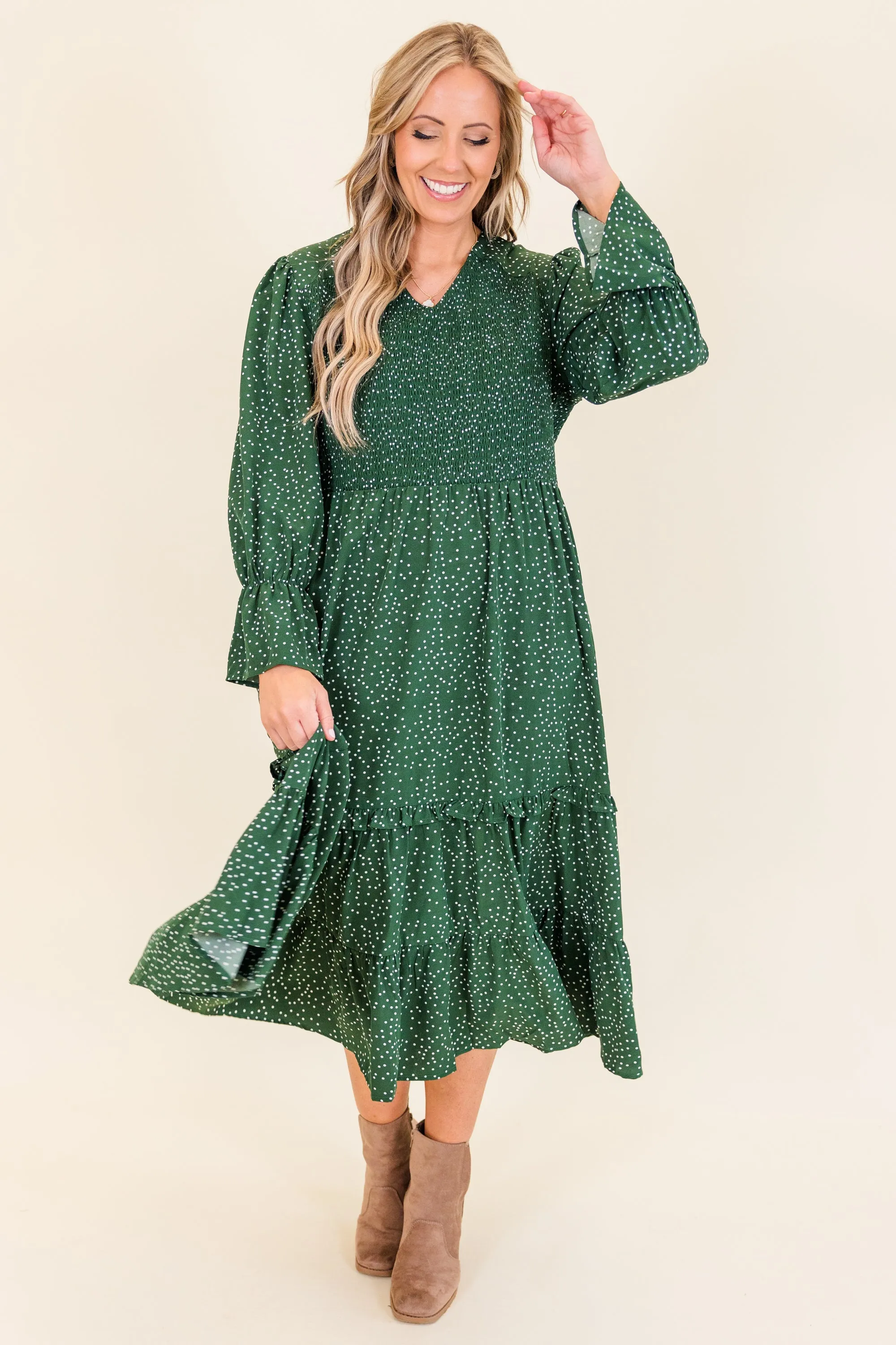 Montana Mornings Dress, Hunter Green