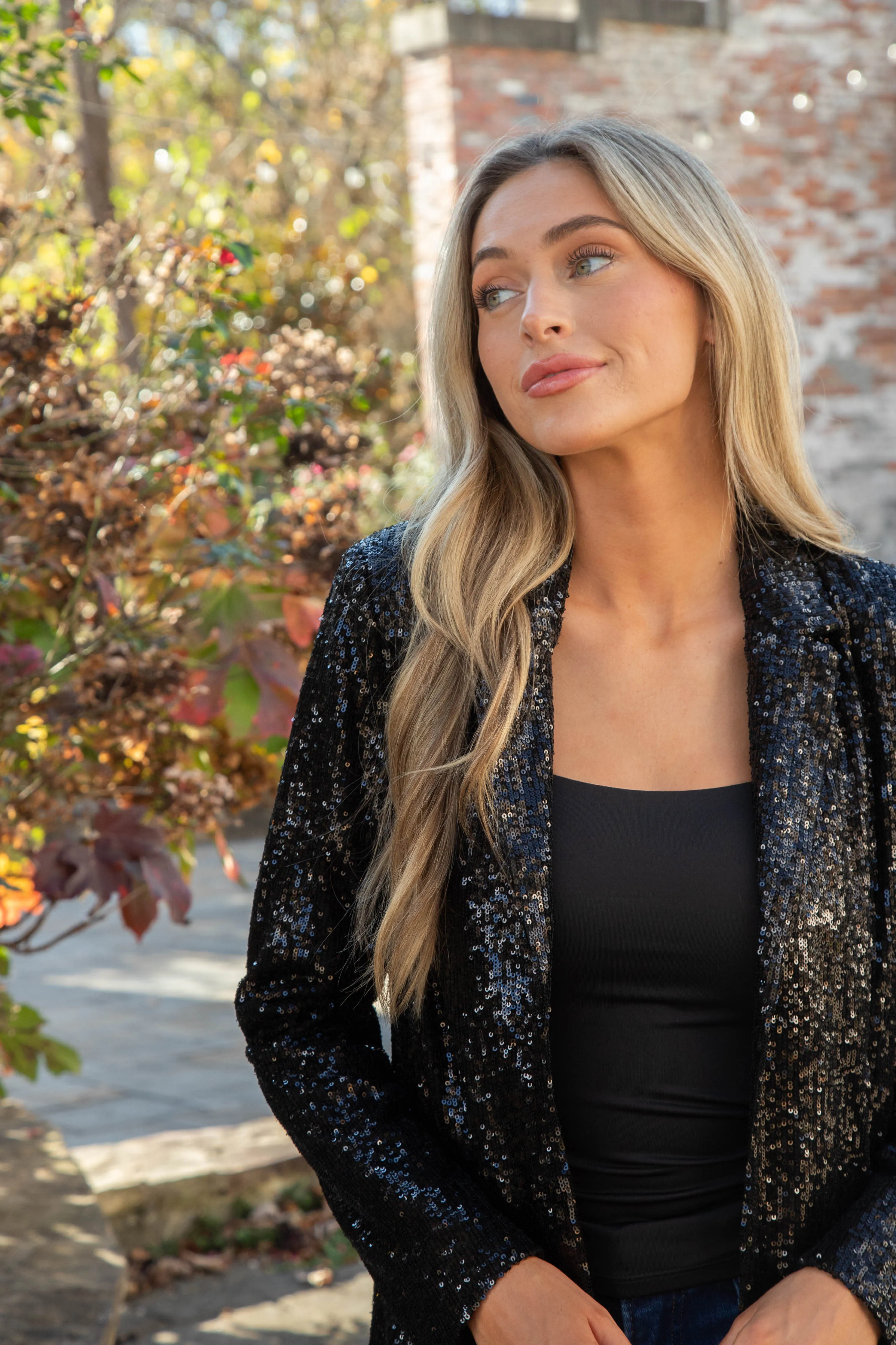 Payton Sequin Blazer, Black | Steve Madden