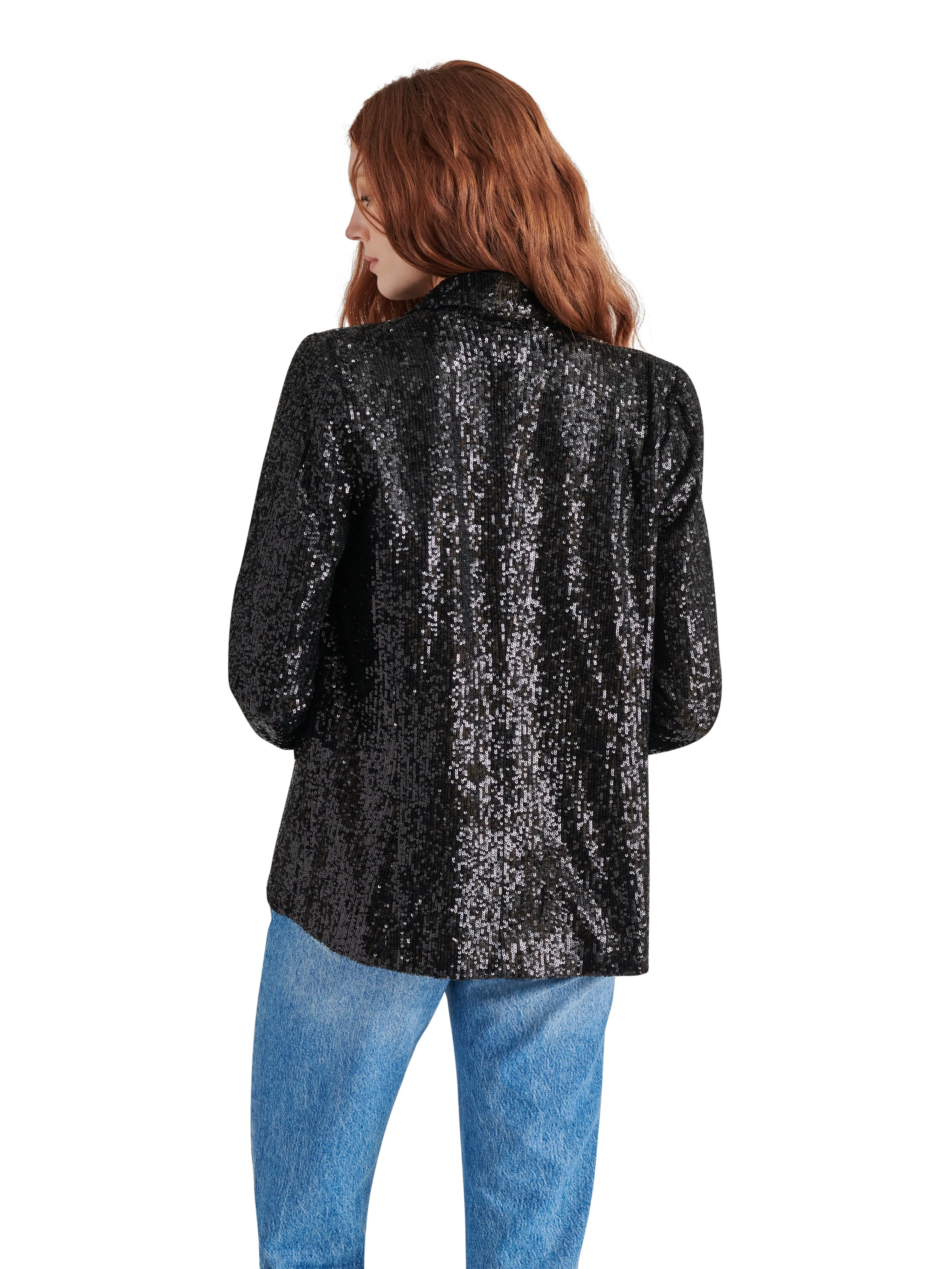 Payton Sequin Blazer, Black | Steve Madden