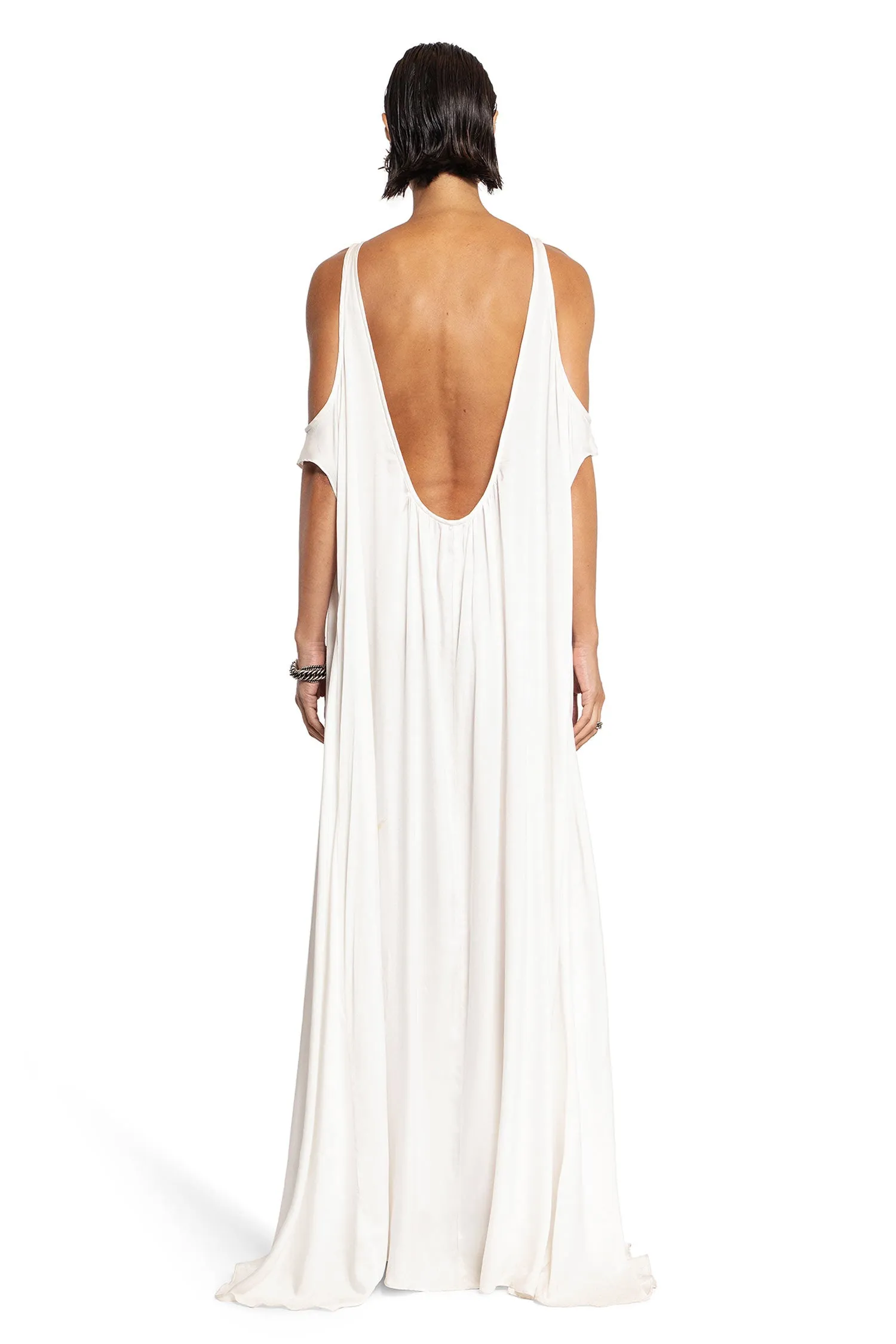 Pleated Maxi Dress with Deep Back