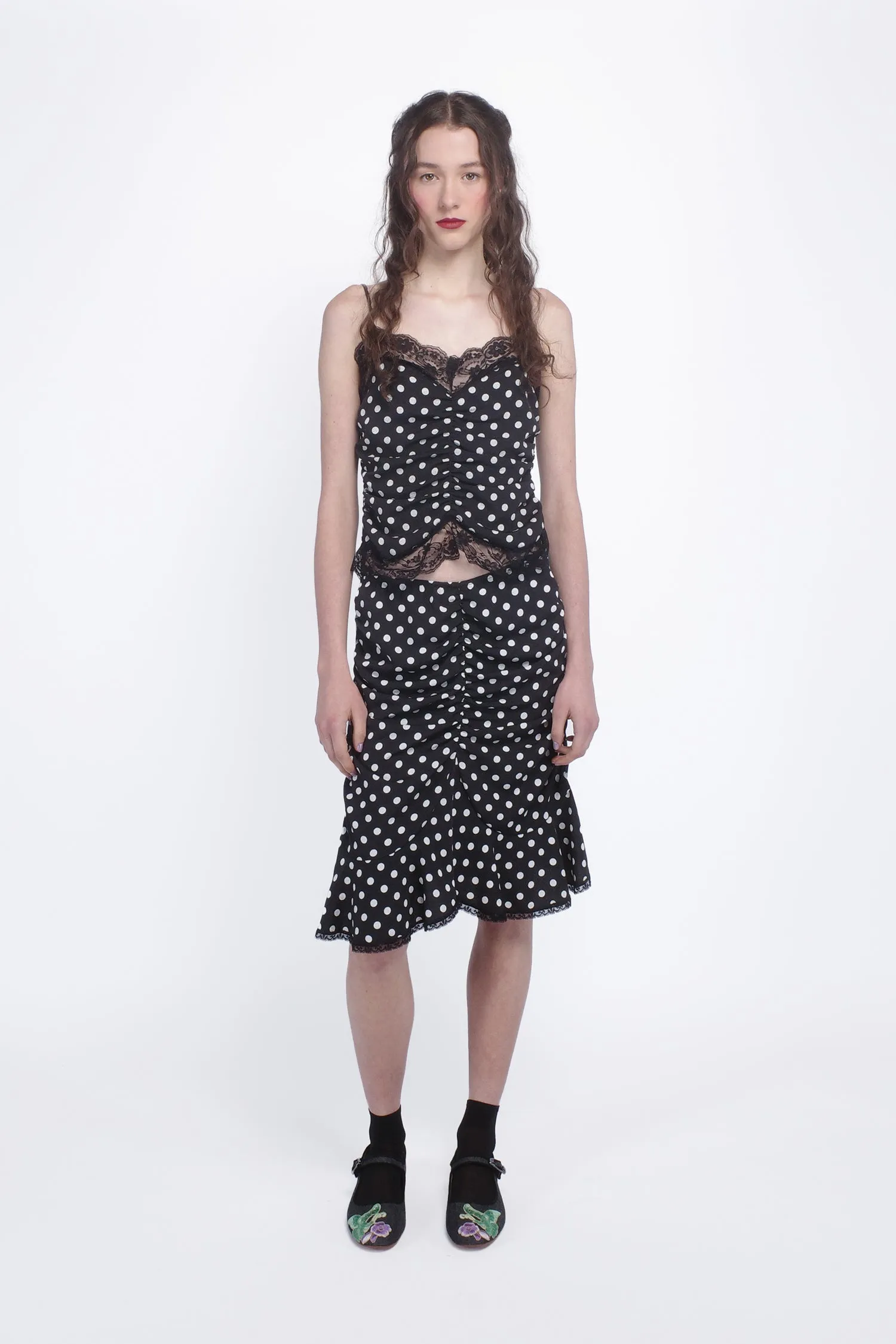 Polka Dot Ruched Skirt