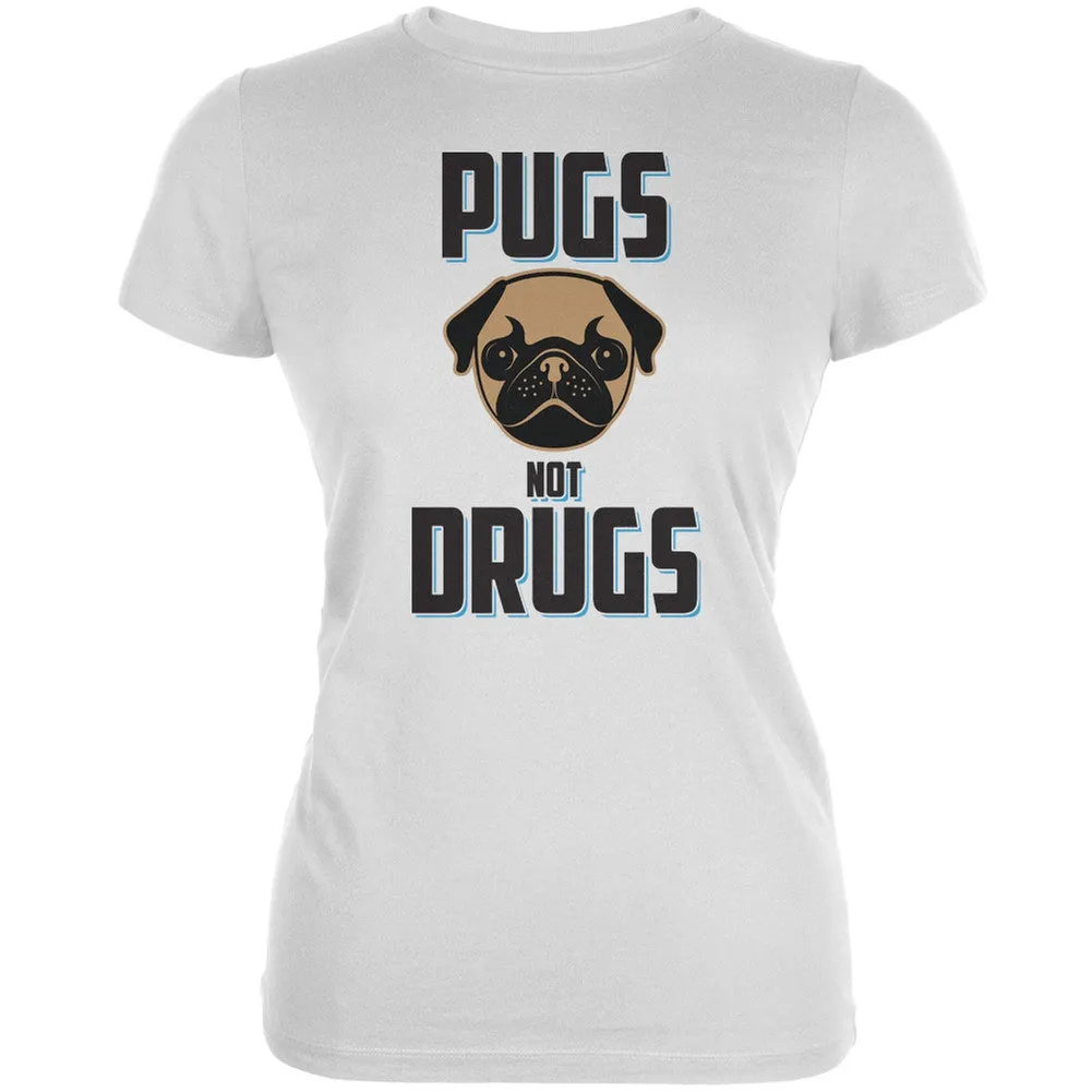 Pugs Not Drugs Cream Juniors Soft T-Shirt