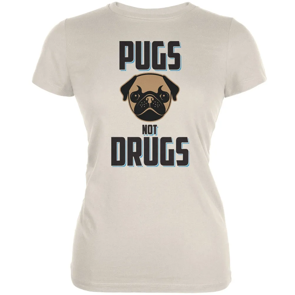 Pugs Not Drugs Cream Juniors Soft T-Shirt