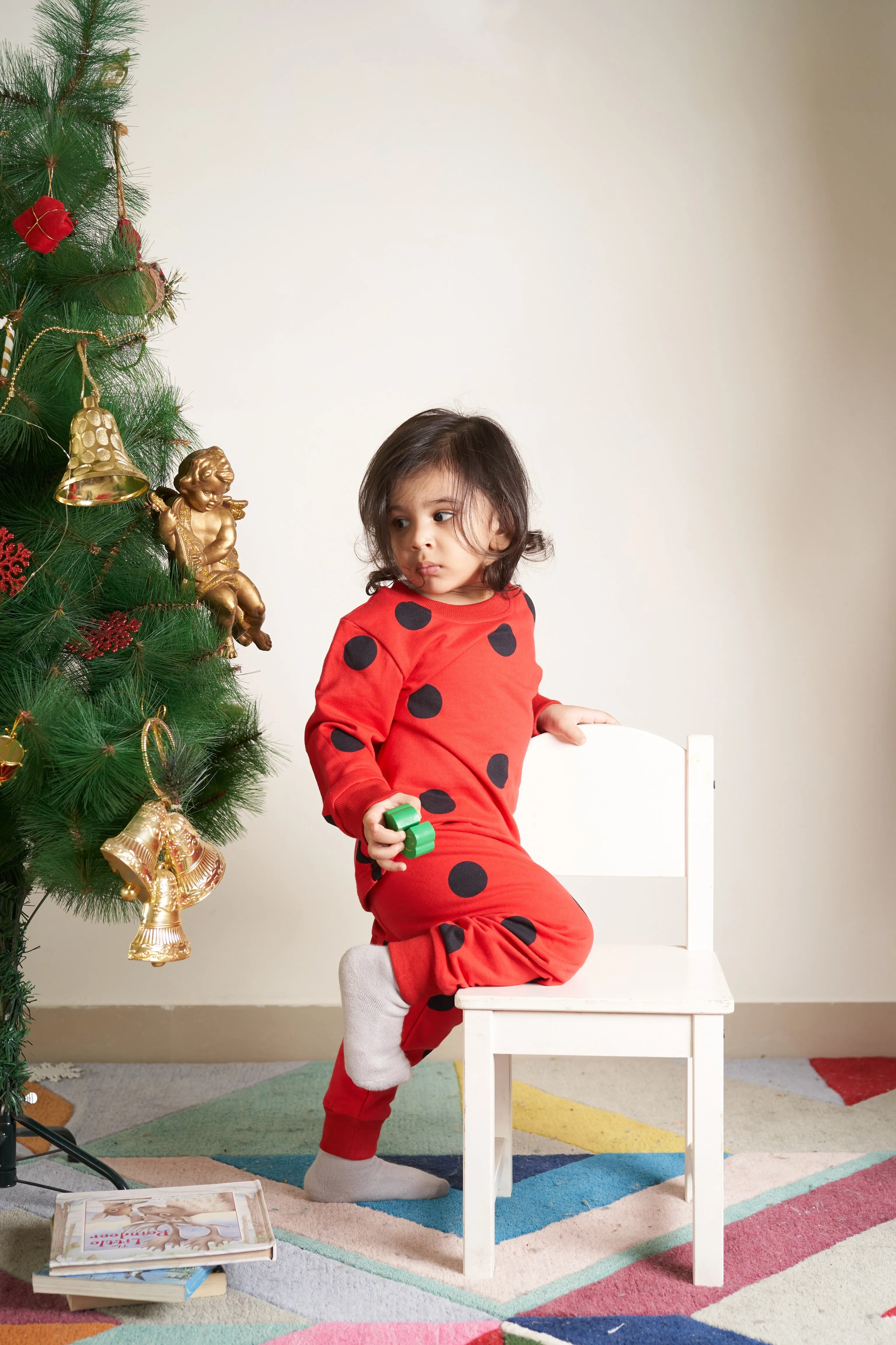 Red and Black polka dot print tracksuit