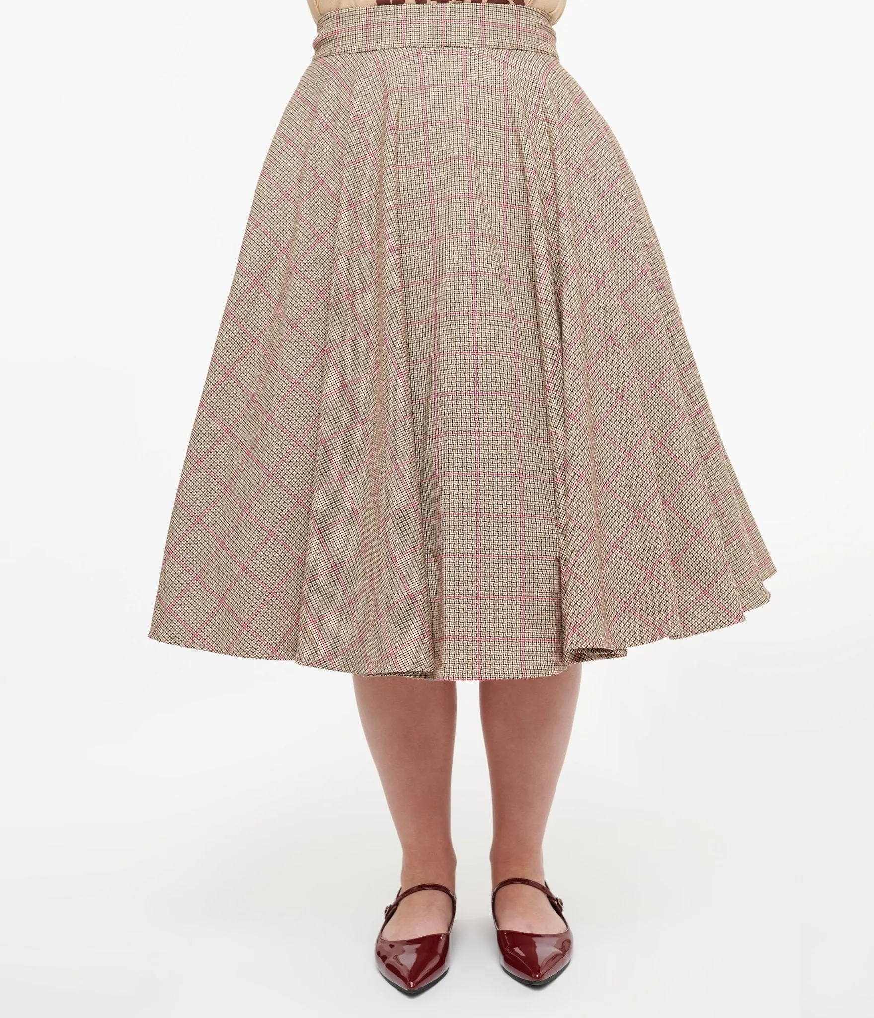 Royal Monk 1950s Pink Check Florence Swing Skirt