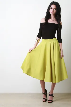 Satin A-Line Circle Midi Skirt