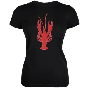 Summer - Lobster Faux Stitched Black Juniors Soft T-Shirt