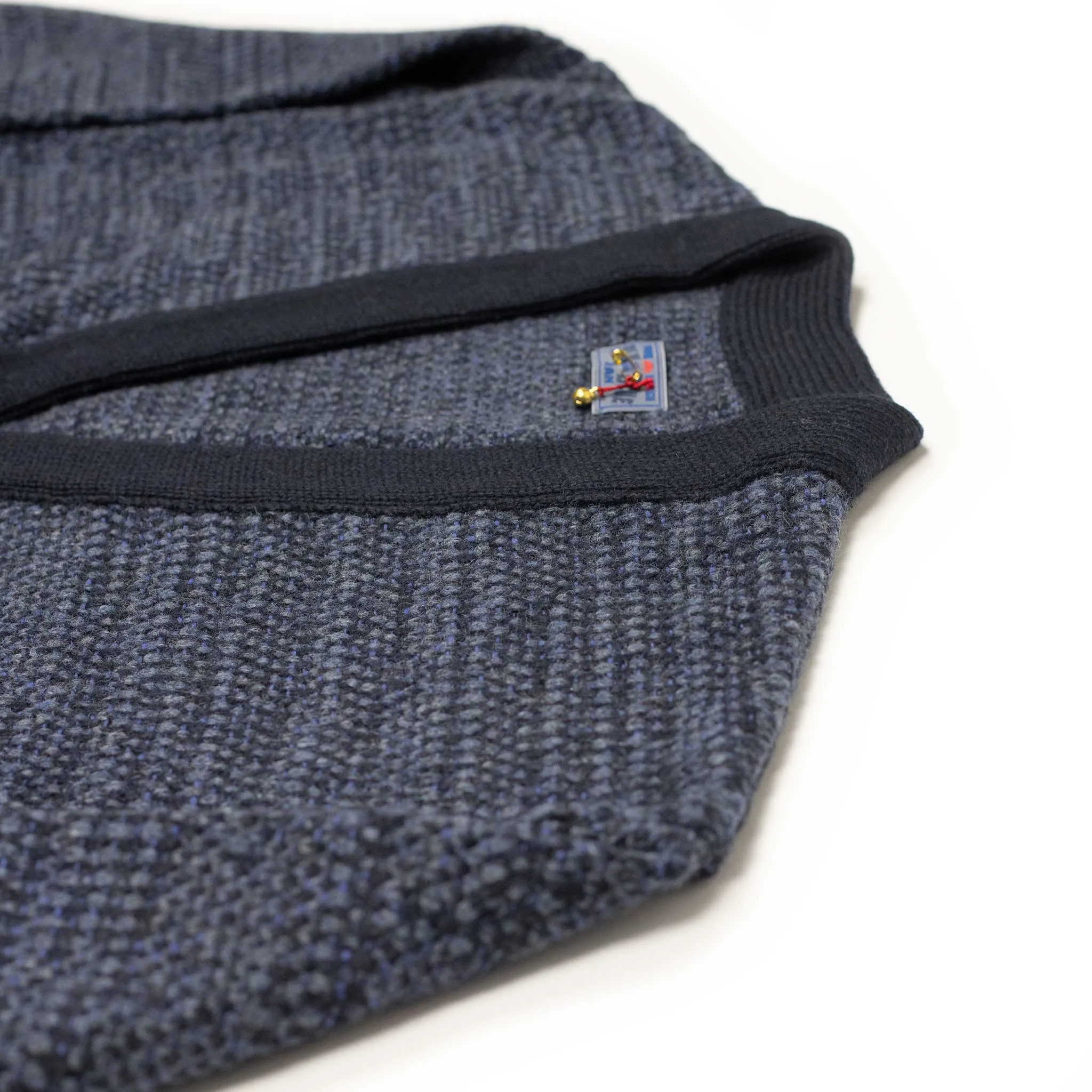 V-neck cardigan in navy and indigo wool mix