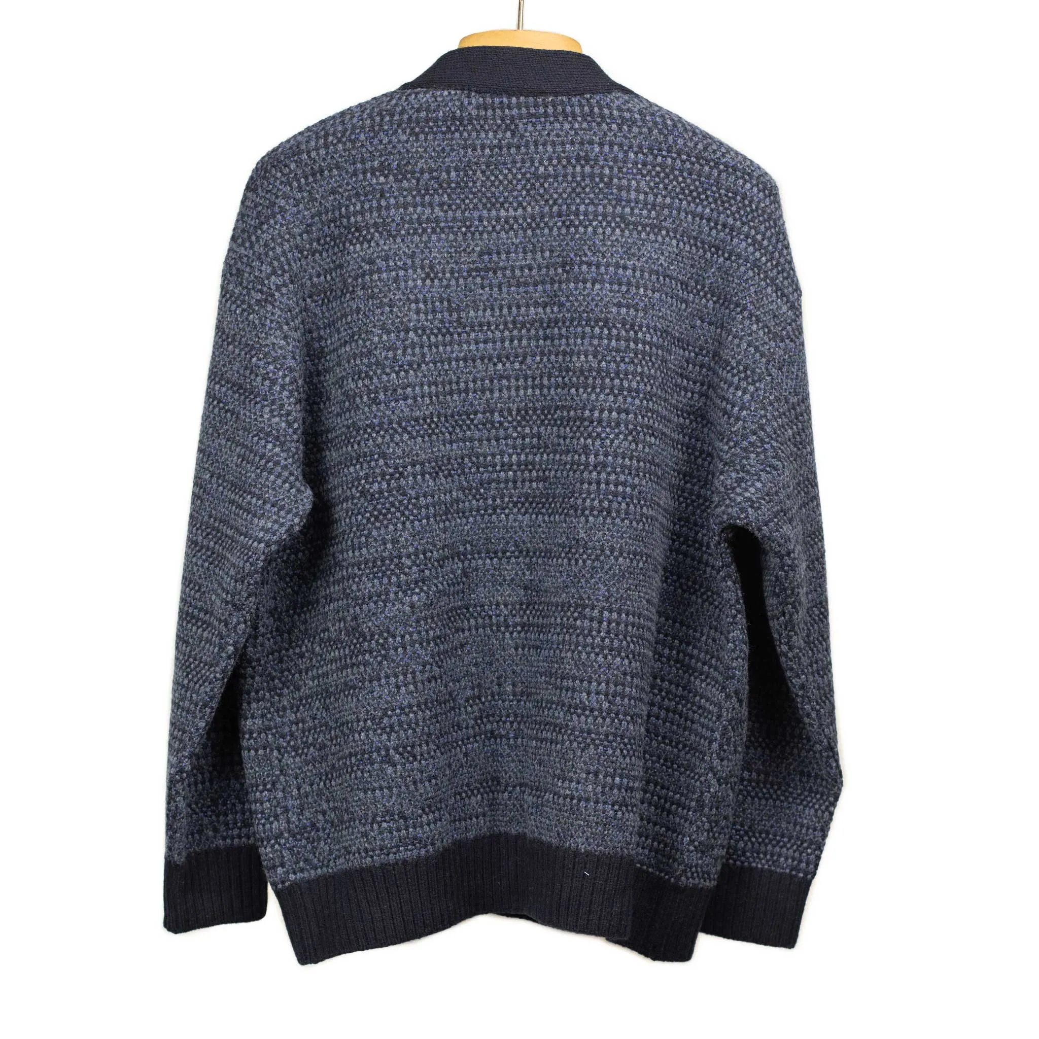 V-neck cardigan in navy and indigo wool mix