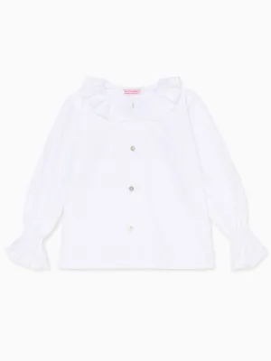 White Carissa Long Sleeve Girl Shirt