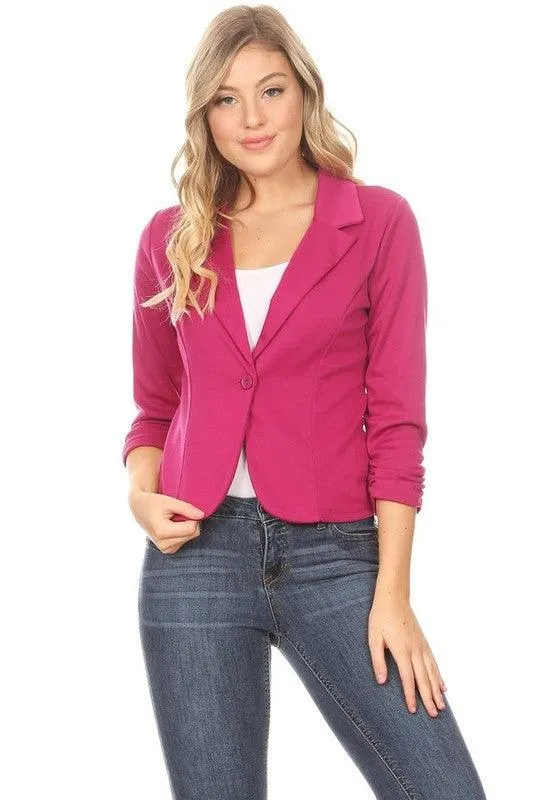 Women's Solid Waist Length Blazers 14 Colors