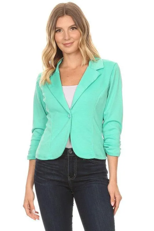 Women's Solid Waist Length Blazers 14 Colors